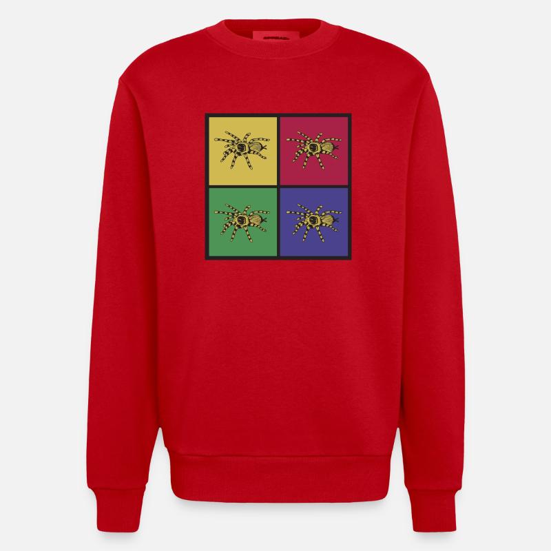 Tarentule d'araignée pop art - Sweat bio épais oversize fabriqué en UE - rouge