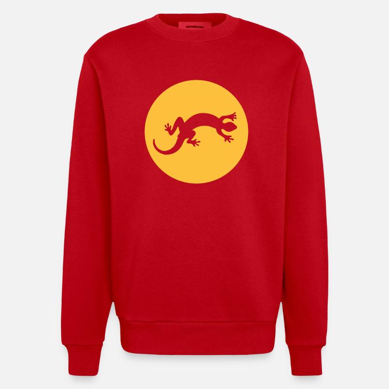 Gecko Salamander Eidechse - Heavyweight Oversized Organic Crew Neck Made in EU - Rot