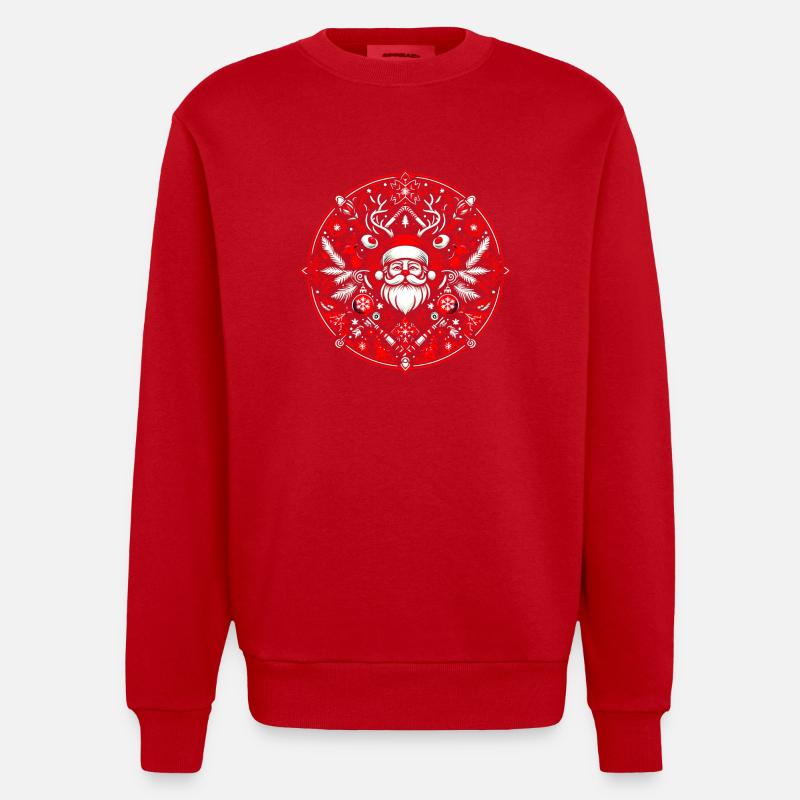 Logo de Noël 2 - Sweat bio épais oversize fabriqué en UE - rouge