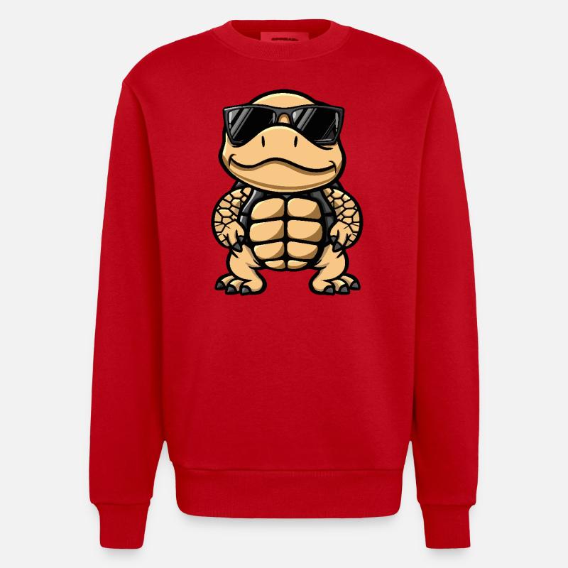 Schildkröte Cool Comic - Heavyweight Oversized Organic Crew Neck Made in EU - Rot