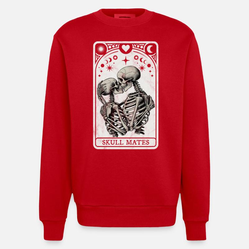 Skull Mates Tarot - Sweat bio épais oversize fabriqué en UE - rouge