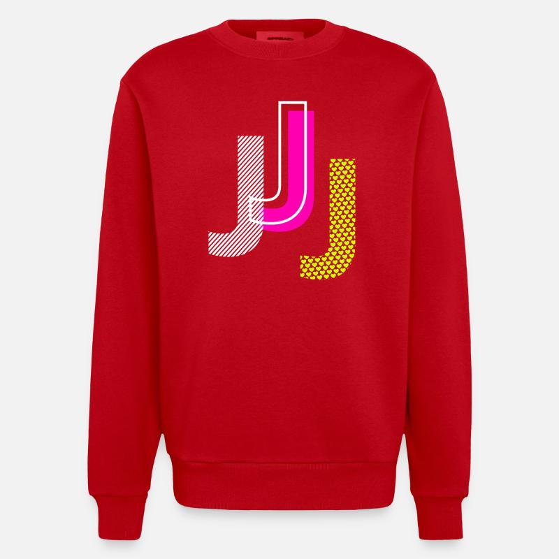J Buchstabe - Heavyweight Oversized Organic Crew Neck Made in EU - Rot