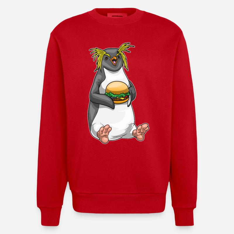 Pinguin Cheeseburger - Heavyweight Oversized Organic Crew Neck Made in EU - Rot