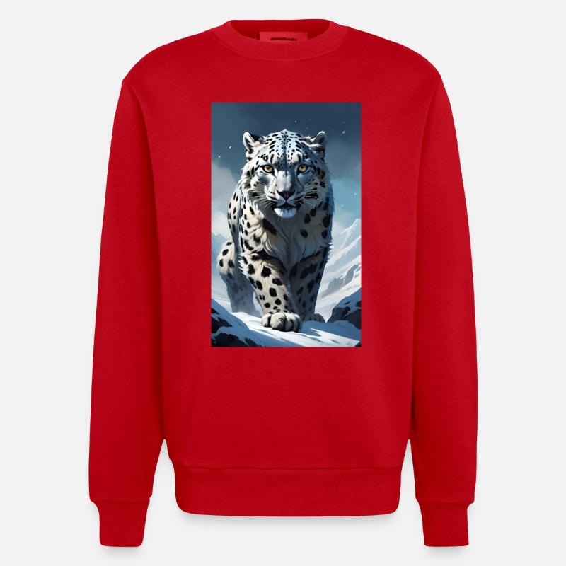 Schneeleopard | Leopard | Raubtier - Heavyweight Oversized Organic Crew Neck Made in EU - Rot