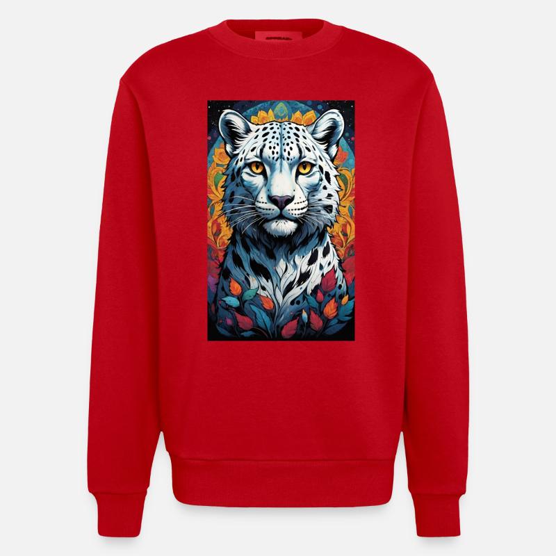 Snow Leopard | Leopard | Predator - Heavyweight Oversized Organic Crew Neck Made in EU - red