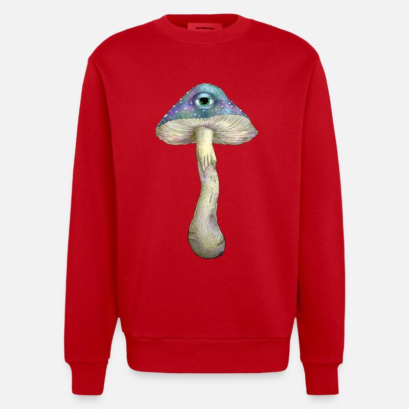 Einäugiger Regenbogenpilz - Heavyweight Oversized Organic Crew Neck Made in EU - Rot