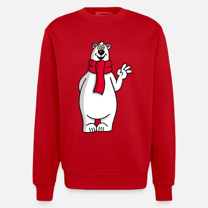 Lustiger Eisbär - Heavyweight Oversized Organic Crew Neck Made in EU - Rot