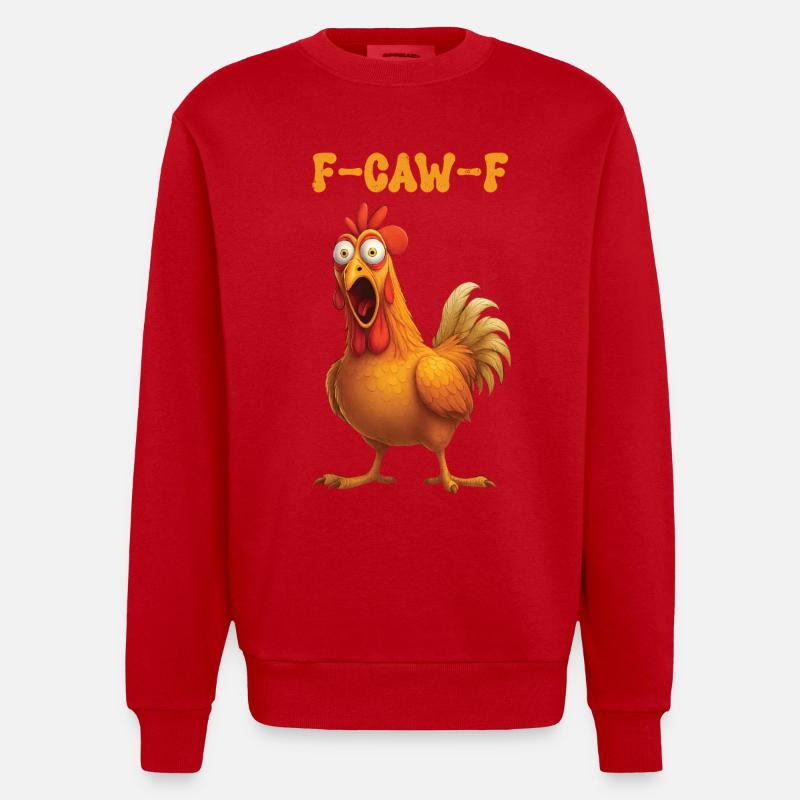 F Caw F Poulet - Sweat bio épais oversize fabriqué en UE - rouge
