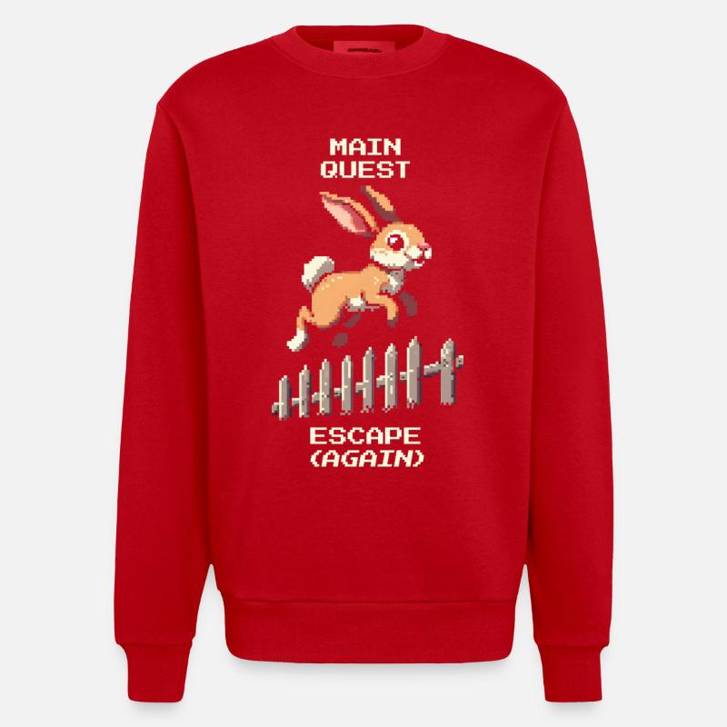 Main Quest Escape | Hasen Ausbruchswitz - Heavyweight Oversized Organic Crew Neck Made in EU - Rot