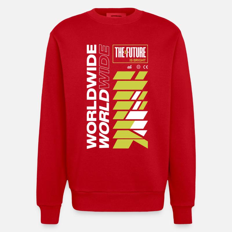 Zukunft Strahlend Muster - Heavyweight Oversized Organic Crew Neck Made in EU - Rot