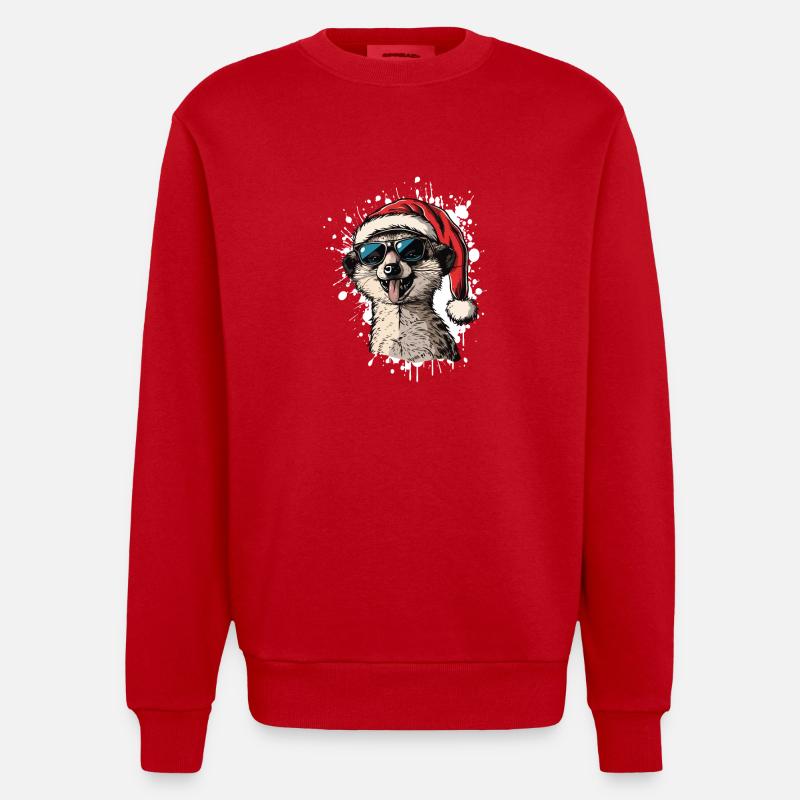 Suricate Noël Drôle - Sweat bio épais oversize fabriqué en UE - rouge