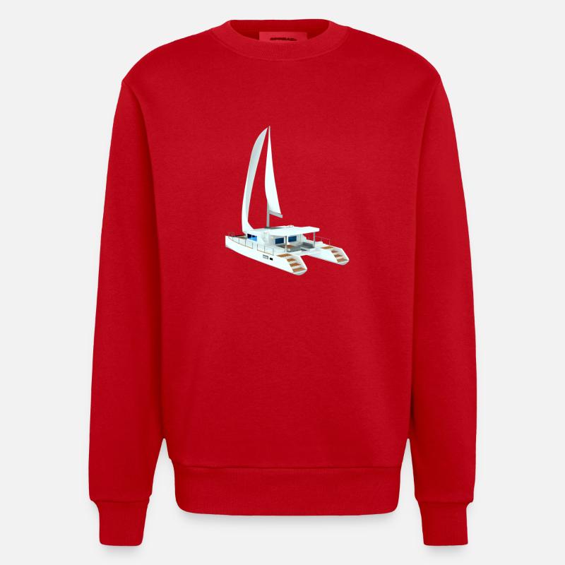 Lagoon 450 Back - Heavyweight Oversized Organic Crew Neck Made in EU - Rot