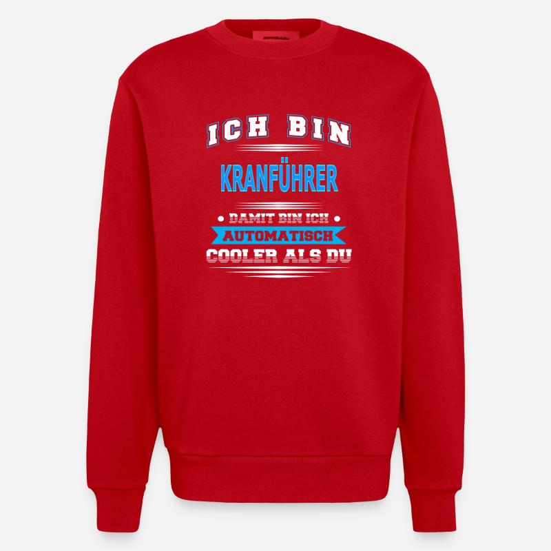 KRANFÜHRER - Heavyweight Oversized Organic Crew Neck Made in EU - Rot