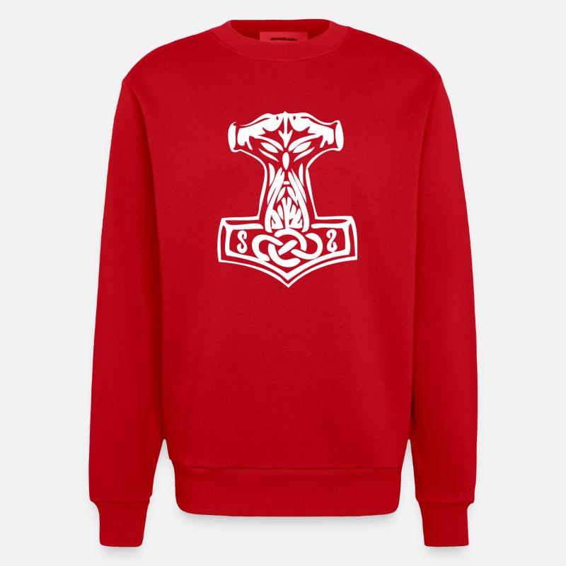 mjoelnir - Heavyweight Oversized Organic Crew Neck Made in EU - Rot