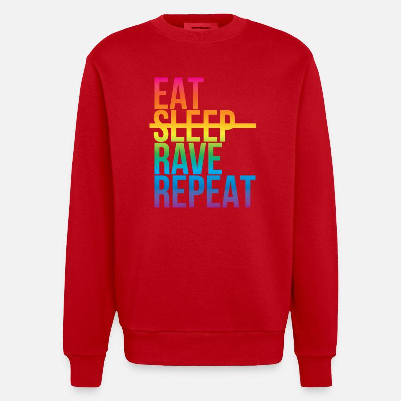 Rave - Eat sleep repeat3 - Heavyweight Oversized Organic Crew Neck Made in EU - Rot
