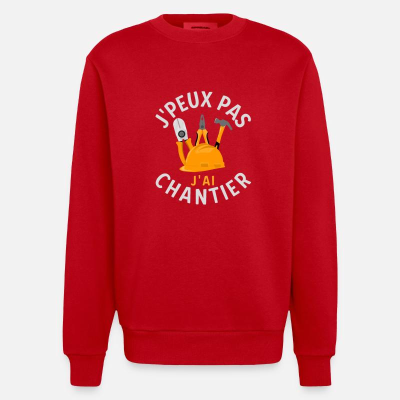 Chantier de construction 2 - Sweat bio épais oversize fabriqué en UE - rouge