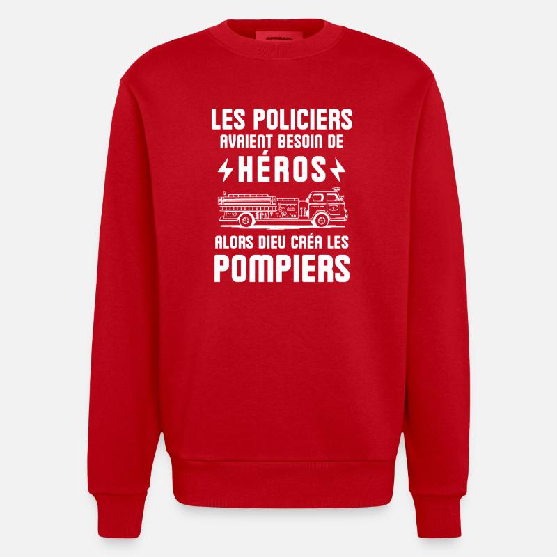 Humour pompiers - Sweat bio épais oversize fabriqué en UE - rouge