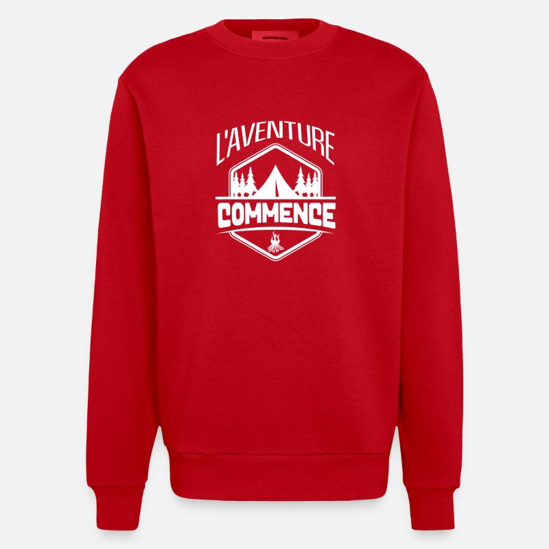 L aventure commence - Sweat bio épais oversize fabriqué en UE - rouge