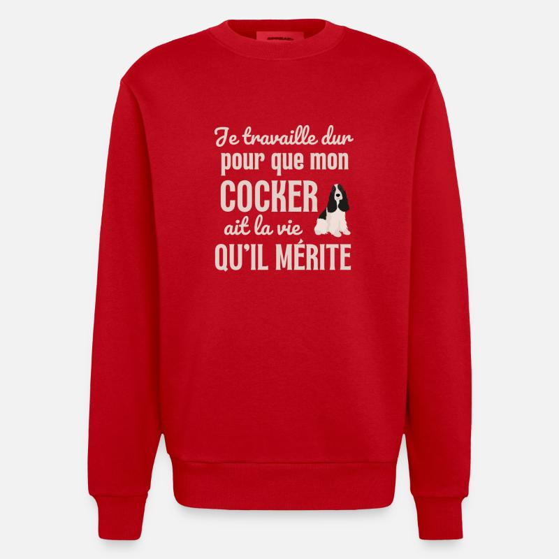 Chien mignon cocker - Sweat bio épais oversize fabriqué en UE - rouge