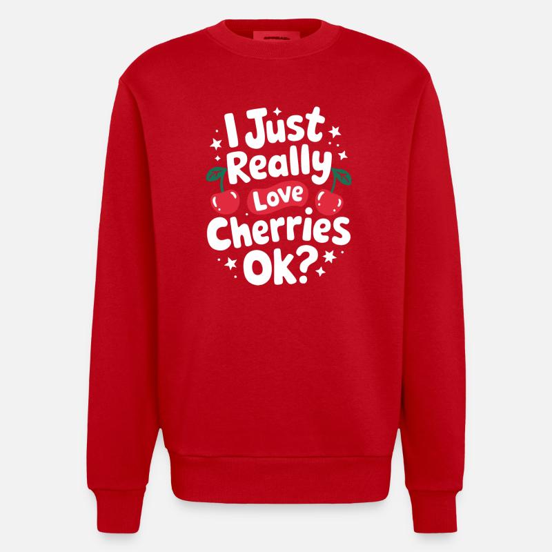 Kirsche Kirschen Früchte Essen - Heavyweight Oversized Organic Crew Neck Made in EU - Rot