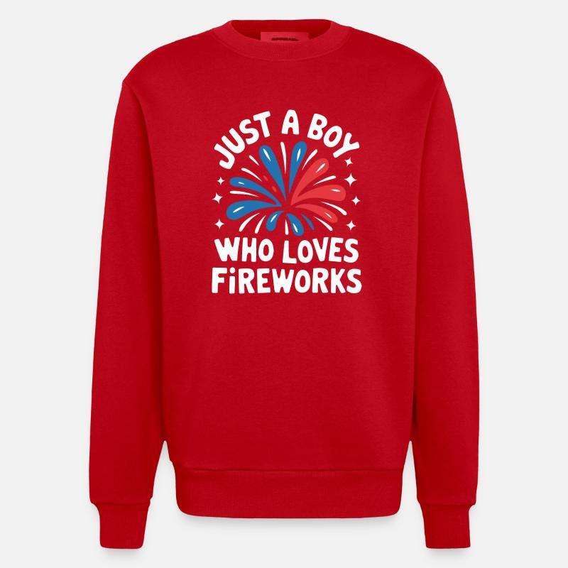 Pyrotechnics Fireworks Pyrotechnics - Heavyweight Oversized Organic Crew Neck Made in EU - red