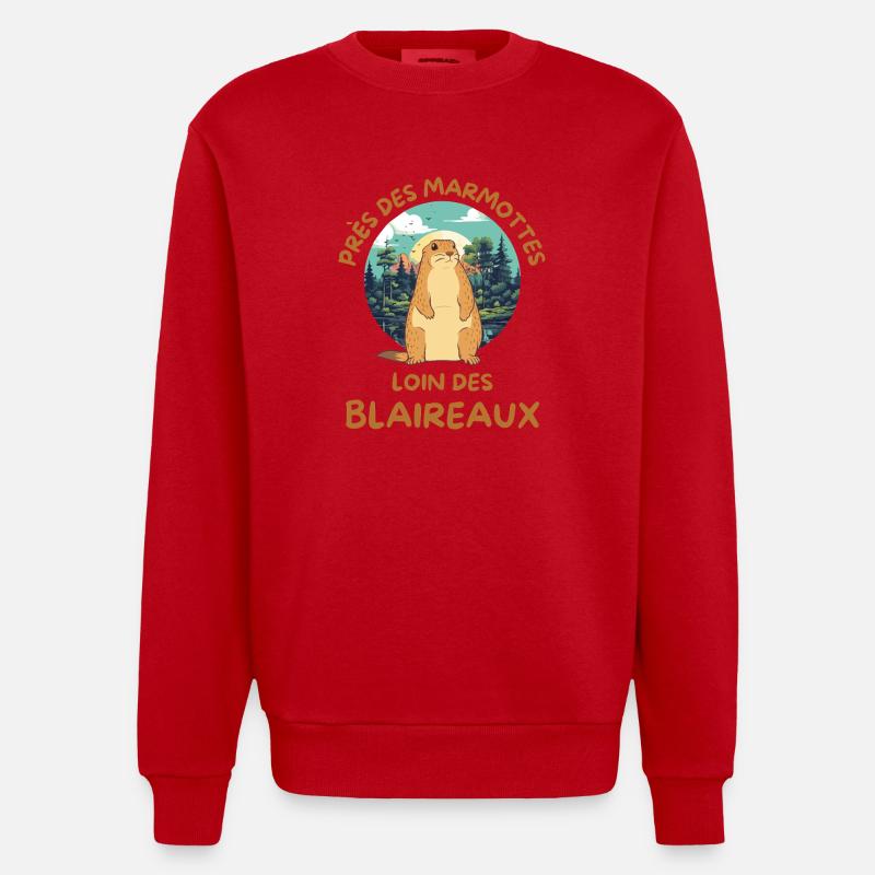 Humour marmotte - Sweat bio épais oversize fabriqué en UE - rouge
