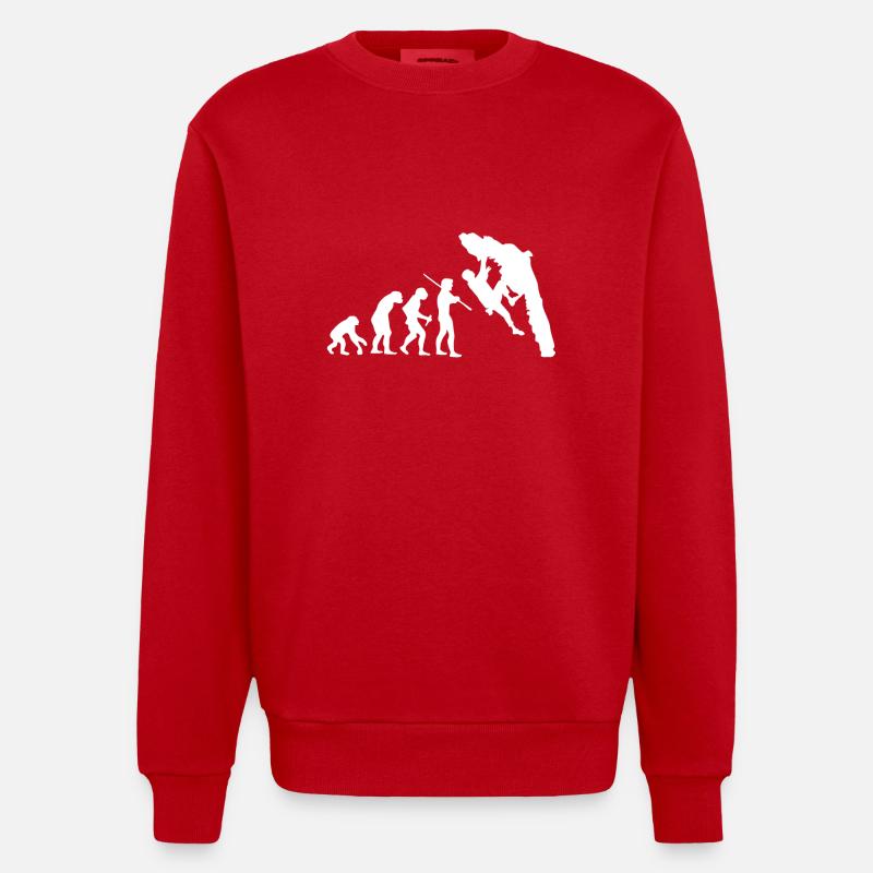 Evolution Bouldering Escalade T-shirt - Sweat bio épais oversize fabriqué en UE - rouge