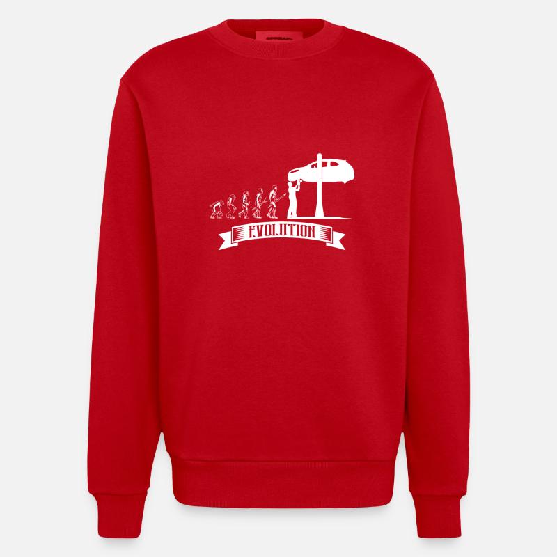 Evolution: Mécanicien automobile automobile mécatronique - Sweat bio épais oversize fabriqué en UE - rouge