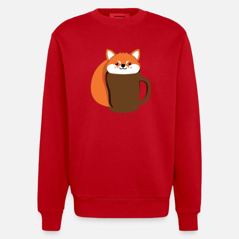 Fuchs - Kaffee - Tase - Comicstyle - Geschenk - Heavyweight Oversized Organic Crew Neck Made in EU - Rot