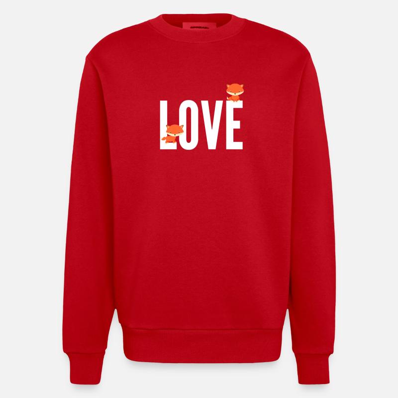 Renard Love Fox - Sweat bio épais oversize fabriqué en UE - rouge