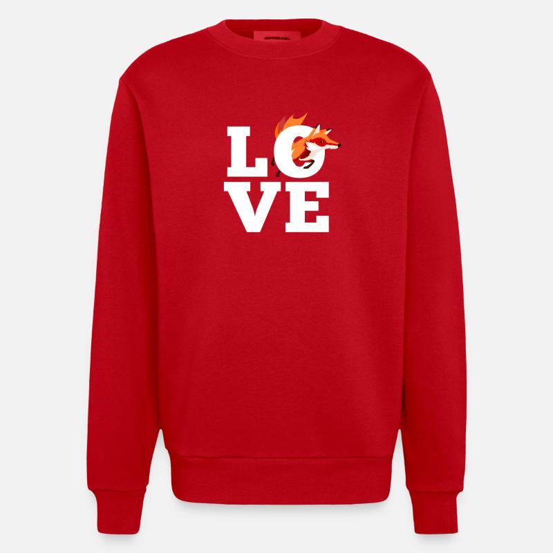 Fuchs Love Fox - Heavyweight Oversized Organic Crew Neck Made in EU - Rot