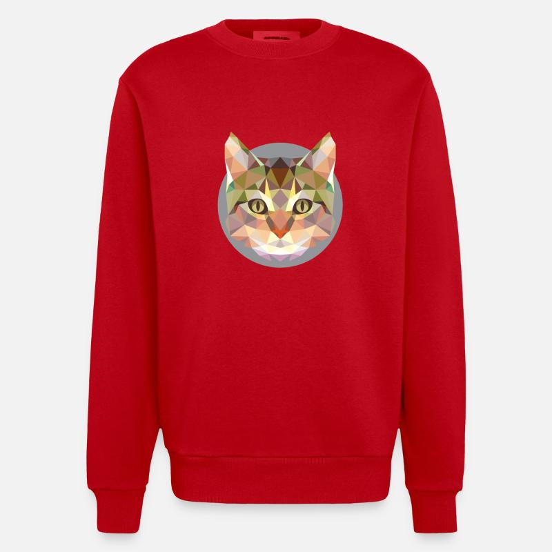 Chat, tête de chat moderne - Sweat bio épais oversize fabriqué en UE - rouge