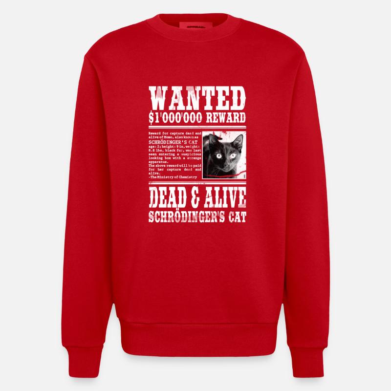 le chat de schrödinger blanc - Sweat bio épais oversize fabriqué en UE - rouge