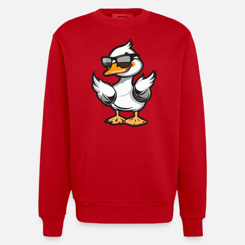 Goose Cool Comic - Heavyweight Oversized Organic Crew Neck Made in EU - red