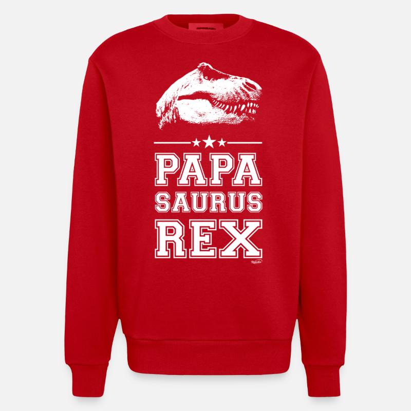 Papa Saurus Rex - Heavyweight Oversized Organic Crew Neck Made in EU - red