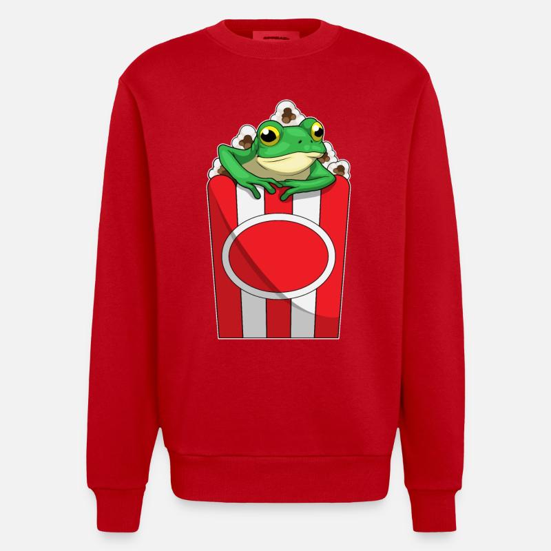 Maïs soufflé grenouille - Sweat bio épais oversize fabriqué en UE - rouge