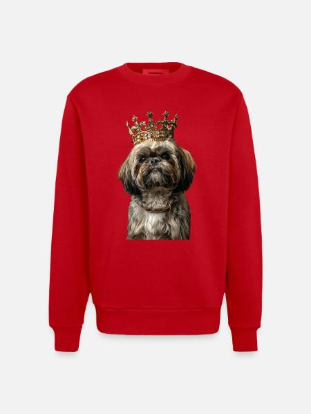 Shih Tzu - Heavyweight Oversized Organic Crew Neck Made in EU - red