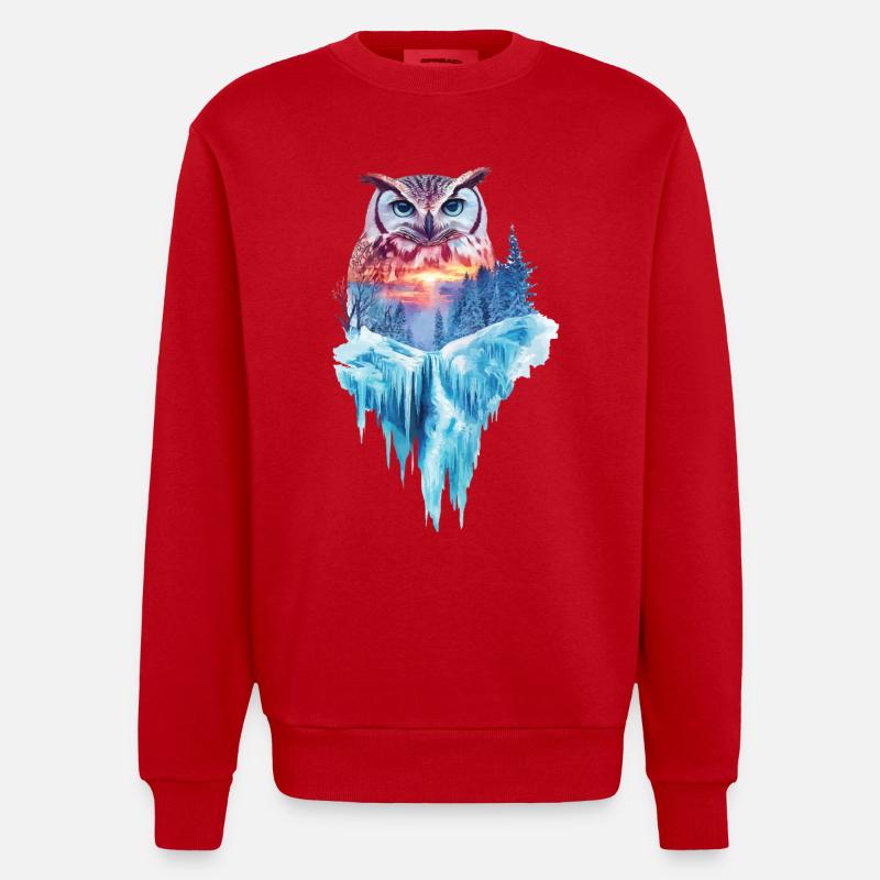 Eule - Heavyweight Oversized Organic Crew Neck Made in EU - Rot