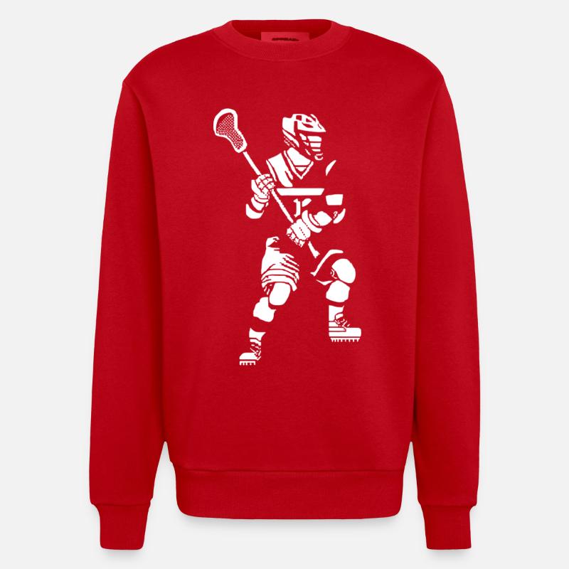 Joueur de crosse Pixel Art - Sweat bio épais oversize fabriqué en UE - rouge