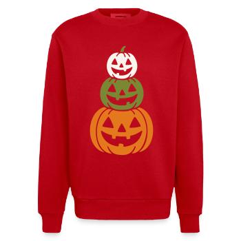 Halloween jack-o'-lantern motif - Heavyweight Oversized Organic Crew Neck Made in EU - red - Front - AI Model Female 172 light (172cm) & AI Model Male 178 light (178cm)