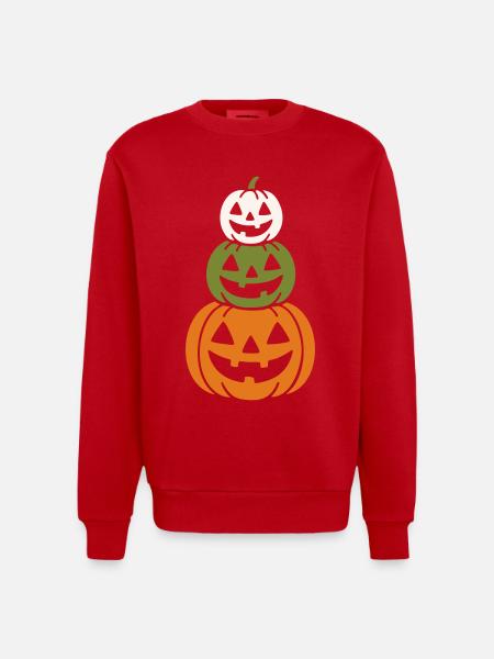 Halloween jack-o'-lantern motif - Heavyweight Oversized Organic Crew Neck Made in EU - red