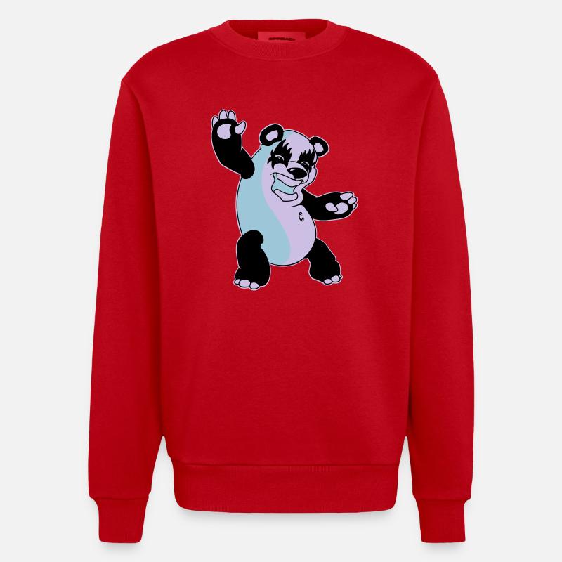 Panda Kiss - Sweat bio épais oversize fabriqué en UE - rouge