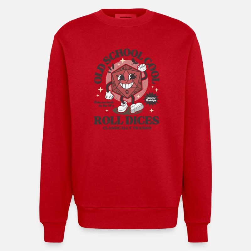 Donjons - Dragons old school roll dices rétro D20 - Sweat bio épais oversize fabriqué en UE - rouge
