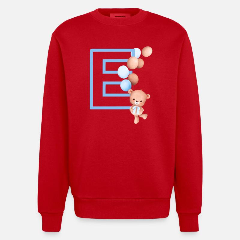 Blauer Buchstabe E Bär - Heavyweight Oversized Organic Crew Neck Made in EU - Rot
