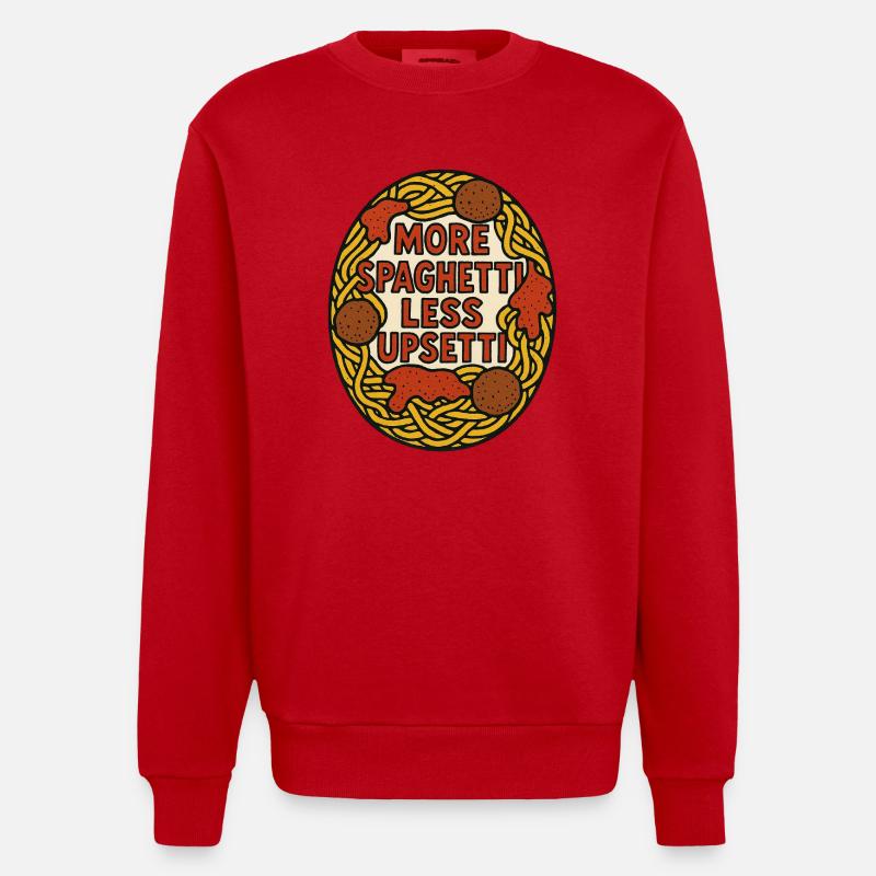 More Spaghetti Less Upsetti - Heavyweight Oversized Organic Crew Neck Made in EU - red