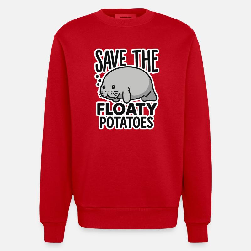 Save the floaty potatoes - Heavyweight Oversized Organic Crew Neck Made in EU - red