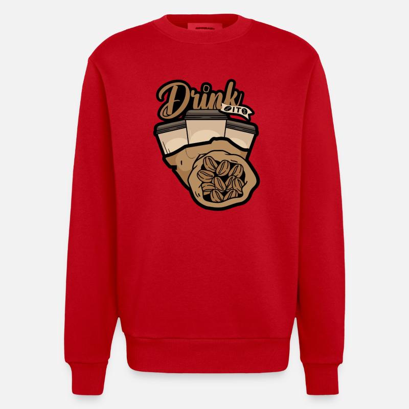 Eine Kaffeepause - Heavyweight Oversized Organic Crew Neck Made in EU - Rot