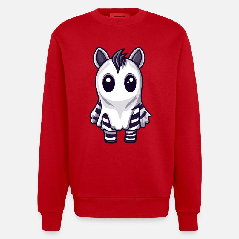Zebra Halloween Comic Ghost - Heavyweight Oversized Organic Crew Neck Made in EU - red