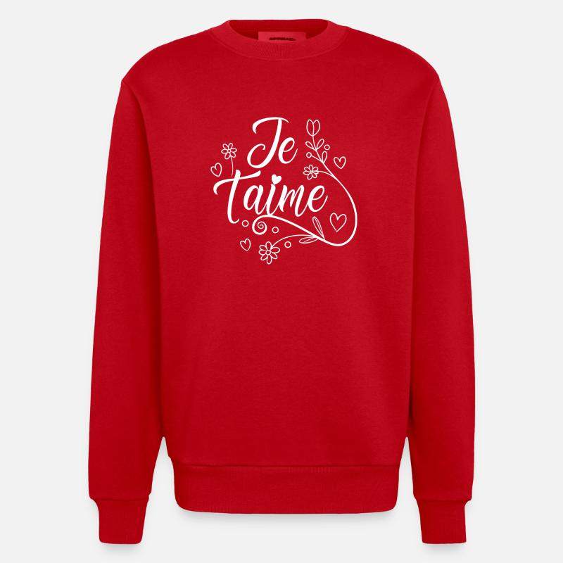 Je t'aime - Sweat bio épais oversize fabriqué en UE - rouge