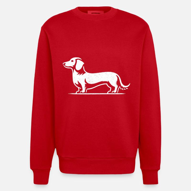 Teckel Teckel Silhouette Chien - Sweat bio épais oversize fabriqué en UE - rouge